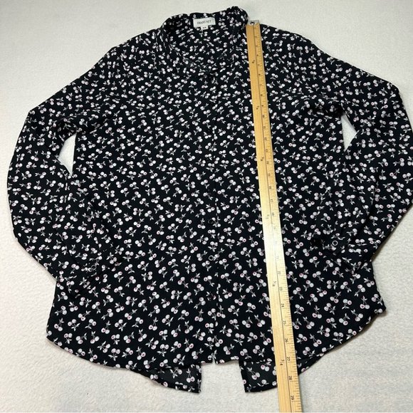 SMART SET Womens Cherry Print Button Down Long Sleeve Blouse Back Slit Size M - Picture 11 of 11
